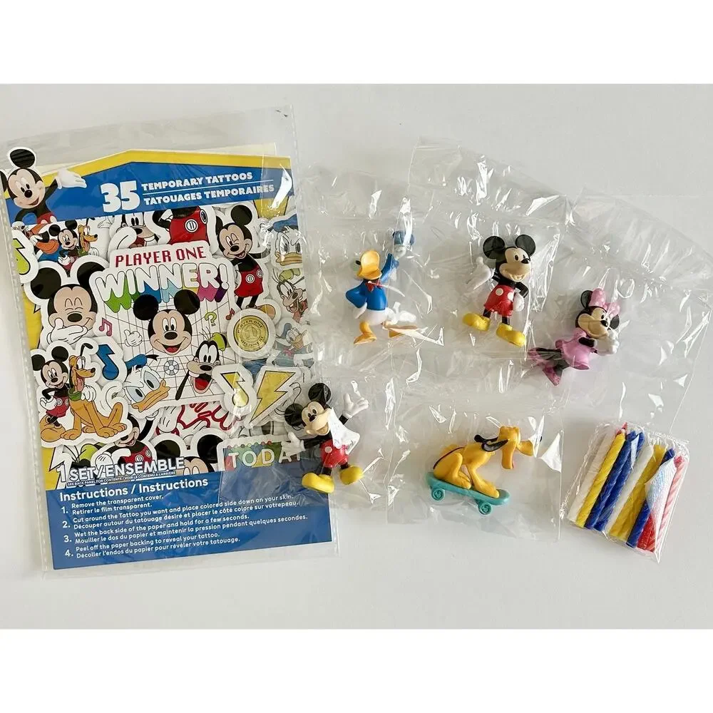 NEW Mickey Mouse Cake Topper Set - 5 Figures, 12 Candles & Tattoo Sheet SEALED